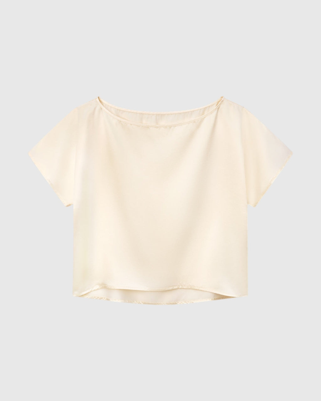 silk boat neck top in ivory