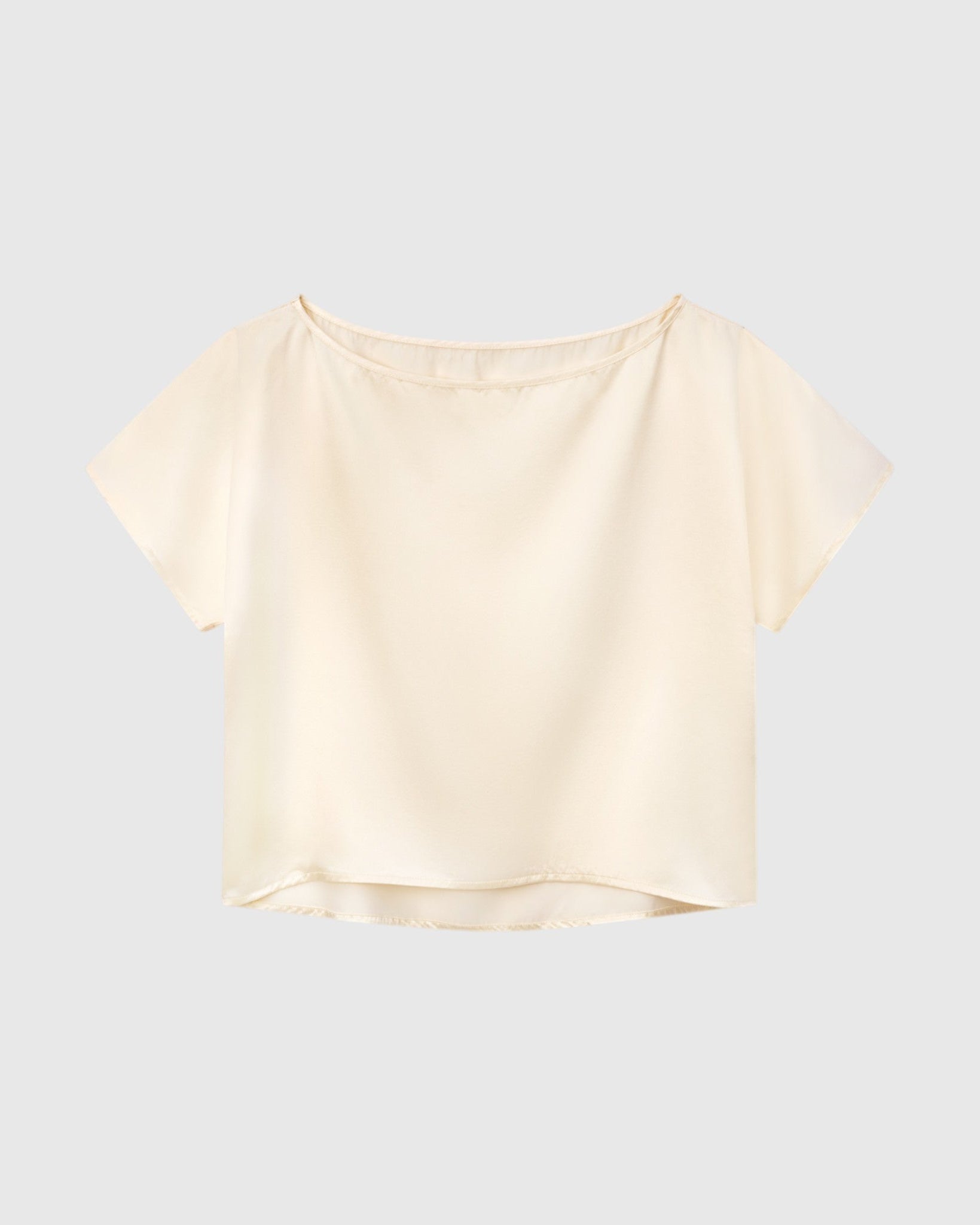 silk boat neck top in ivory