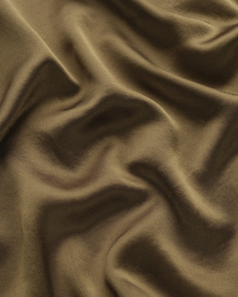 silk boat neck top in olive