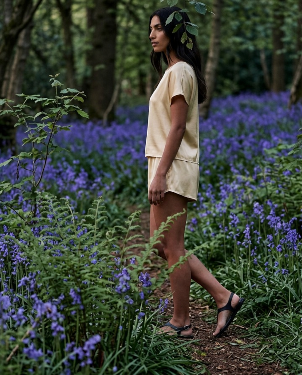 silk sprint shorts in ivory