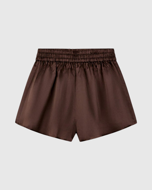 silk sprint shorts in cocoa