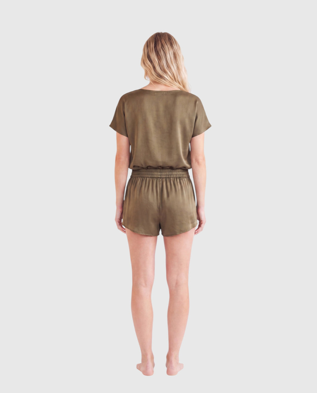 silk sprint shorts in olive