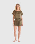 silk sprint shorts in olive