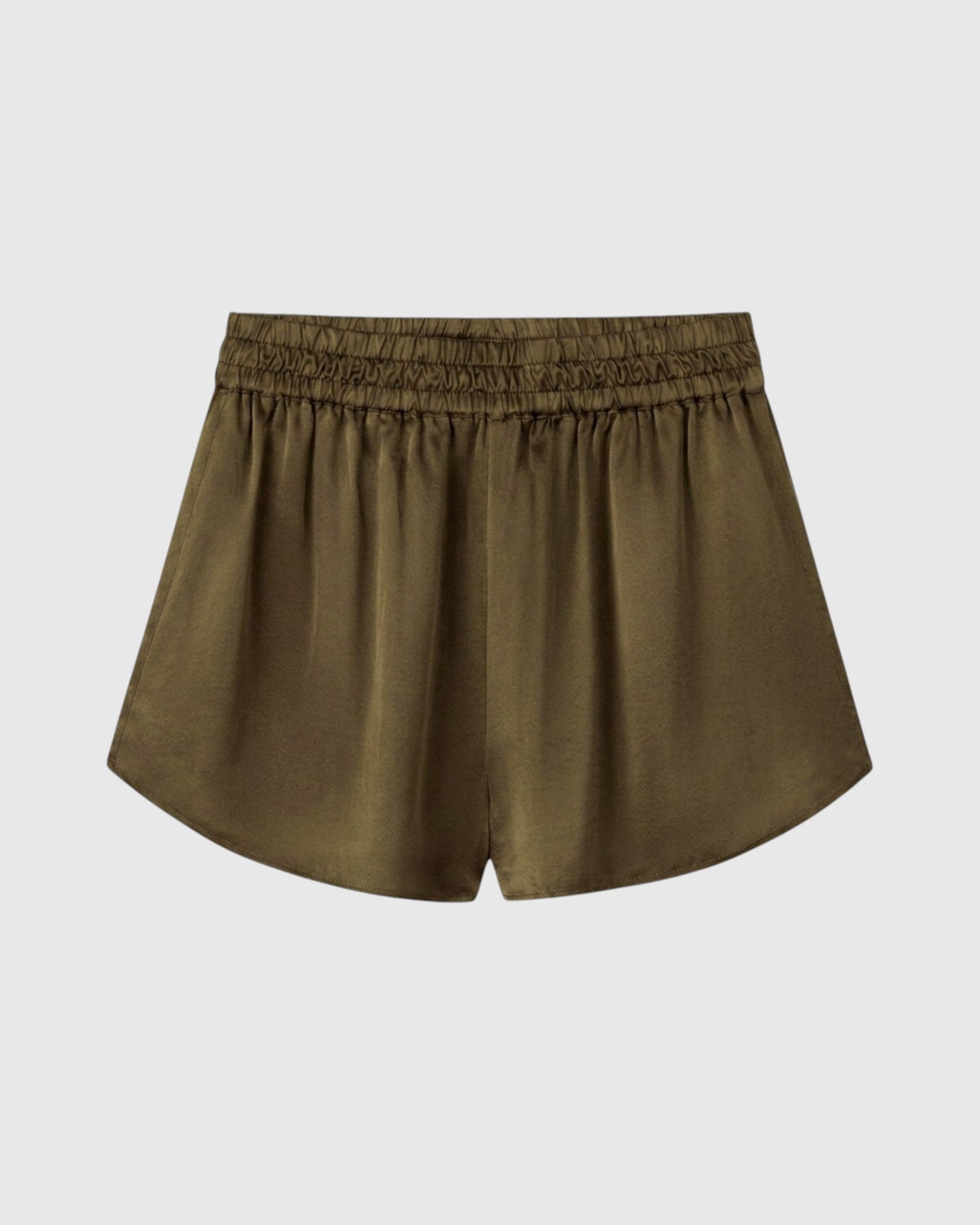 silk sprint shorts in olive