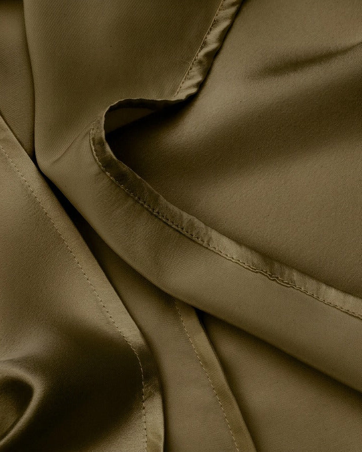 silk boat neck top in olive