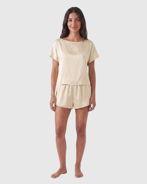 silk co-ord in ivory