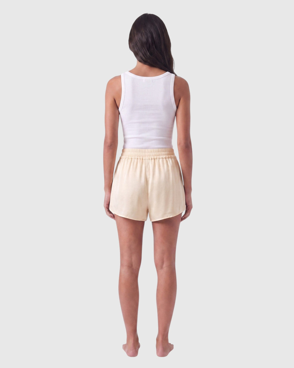 silk sprint shorts in ivory