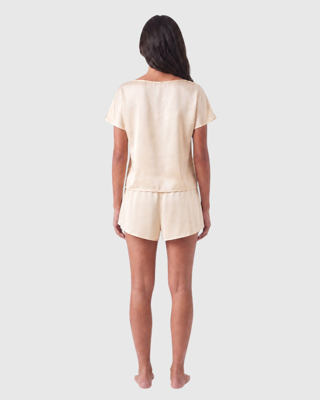 silk boat neck top in ivory